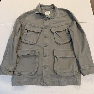 Zara Women's Utility Gray Button-Down Shirt